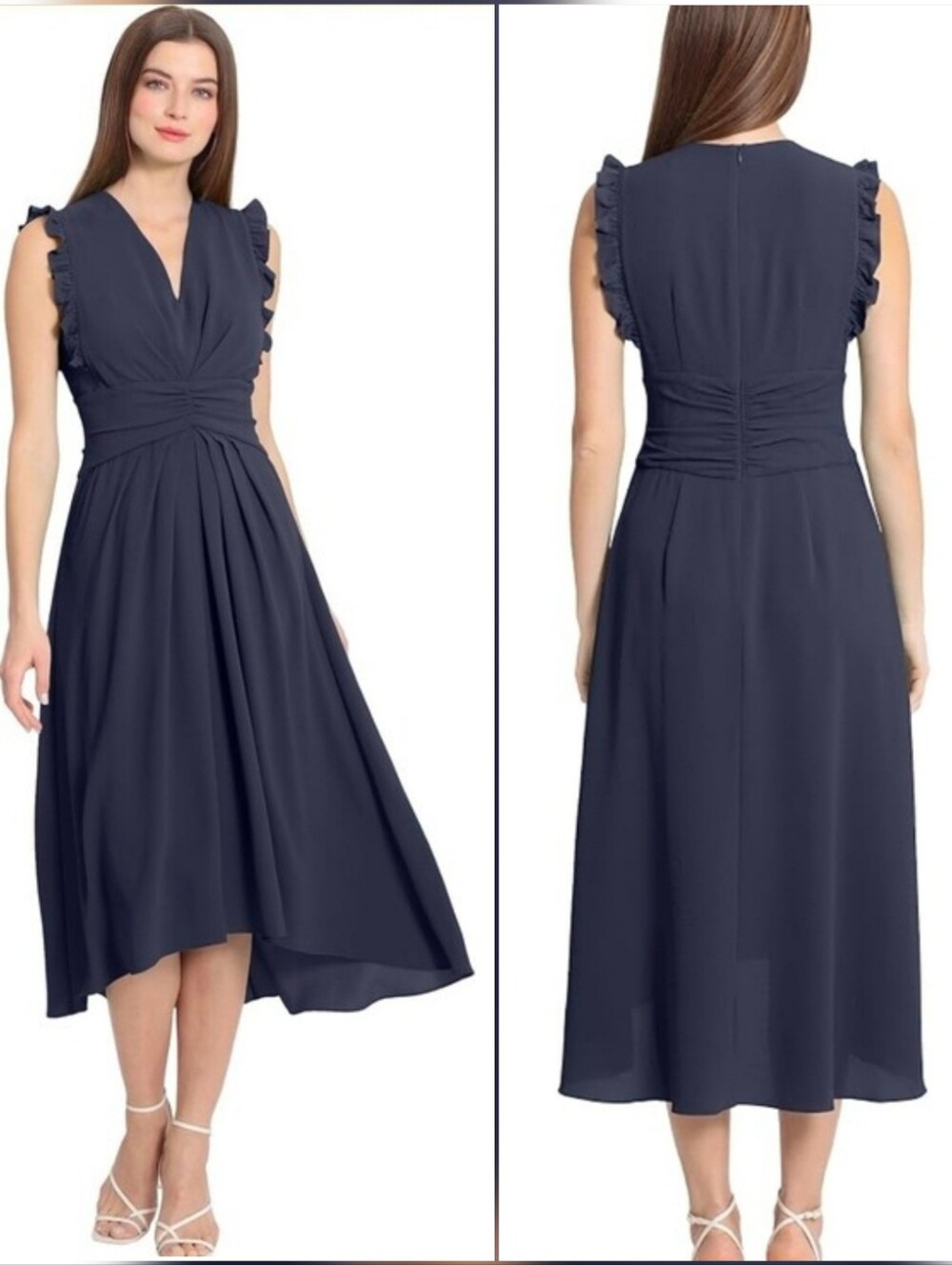 🥂 Maggy London Women's V-Neck Hi-Lo Midi Dress